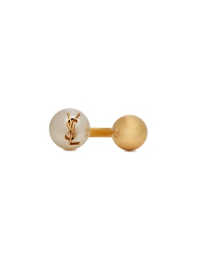 Saint Laurent Mini Plated Ring With Signature Accents In Gold