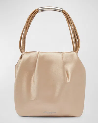 Saint Laurent Mini Pochon Satin Top-handle Bag In Nude Powder