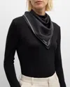 Saint Laurent Mini Polka-dot Silk Square Scarf In Black Ivory