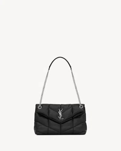 Saint Laurent Mini Puffer Handbag In Black