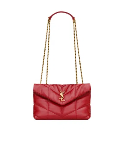 Saint Laurent Mini Puffer Toy Shouder Bag In Red