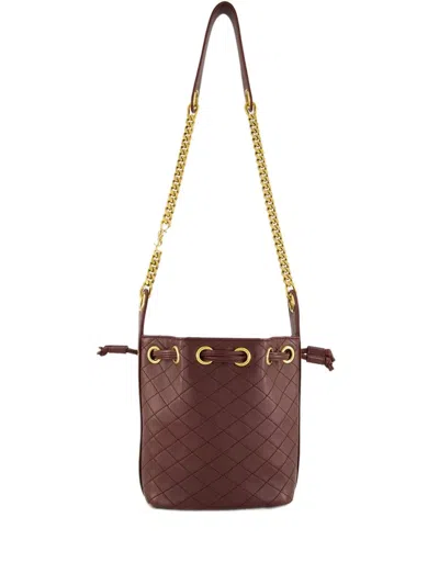 Saint Laurent Mini Quilted-leather Bucket Bag In Brown