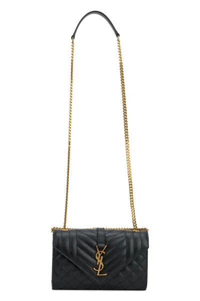 Saint Laurent Mini Quilted Leather Chain Shoulder Pouch Bag In Black