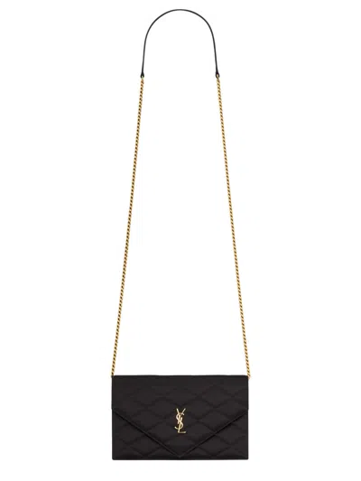 Saint Laurent Mini Quilted Shoulder Bag With Cassandre Detailing, 13 Cm Height, 20 Cm Width, 5 Cm De In Nero