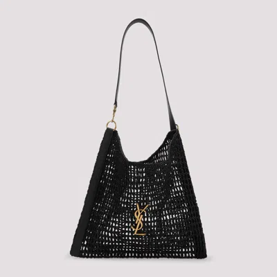Saint Laurent Mini Raffia Handbag - 42cm X 33cm X 2cm In Black