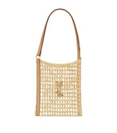 Saint Laurent Mini Raffia Oxalis Shoulder Bag In Brown