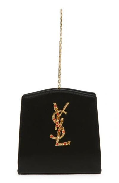 Saint Laurent Mini Sac À Bijoux Satin Bag In Black