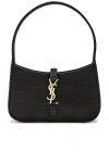 Saint Laurent Le 5 A 7 Satin Hobo Bag In Nero