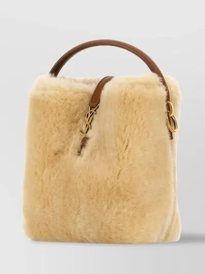 Saint Laurent Mini Shearling Bucket Bag With Top Handle
