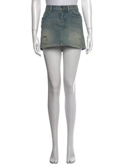 Pre-owned Saint Laurent Mini Skirt In Blue
