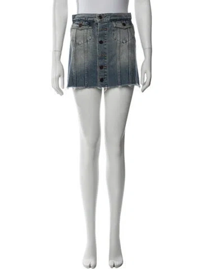 Pre-owned Saint Laurent Mini Skirt In Blue/white