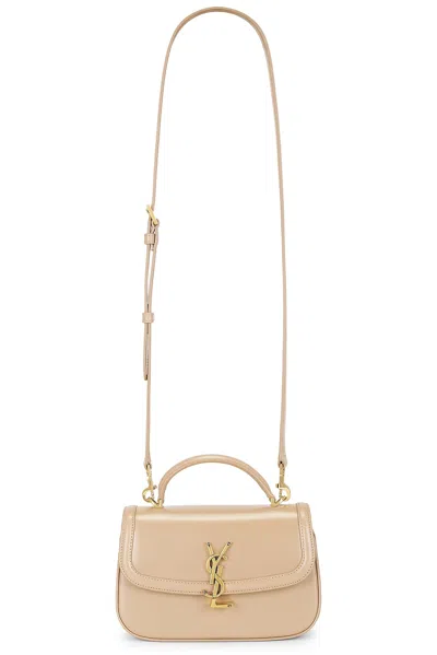 Saint Laurent Mini Solferino Top Handle Bag In Clear Beige