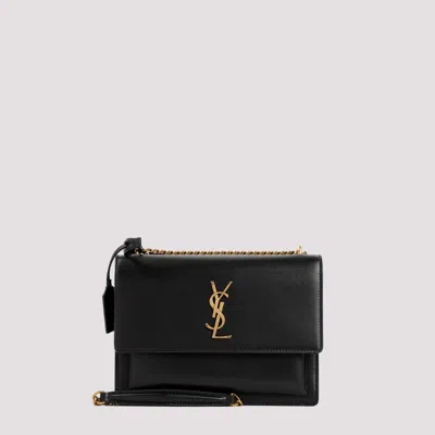 Saint Laurent Mini Sunset Leather Bag 22cm X 15cm X 8cm In Black