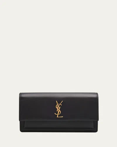 Saint Laurent Mini Sunset Ysl Chain Shoulder Bag In Leather In Black