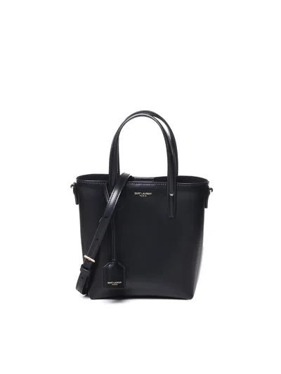 Saint Laurent Mini Toy Bag With Cassandre Charm In Black