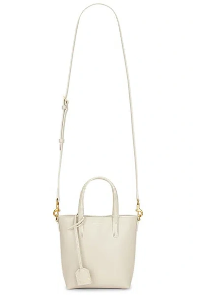 Saint Laurent Mini Toy Shopping Tote Bag In Blanc Vintage