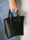 Saint Laurent Shopping Mini Leather Tote Bag In Black