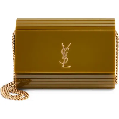 Saint Laurent Mini Vicky Plexiglas® Minaudiére In Brown
