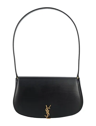 Saint Laurent Mini Leather Voltaire Shoulder Handbag In Black