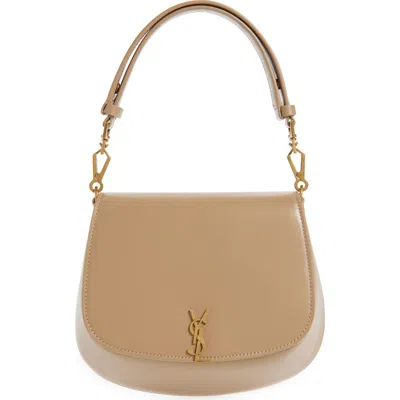 Saint Laurent Mini Voltaire Box Leather Top Handle Bag In Brown
