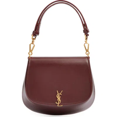 Saint Laurent Mini Voltaire Box Leather Top Handle Bag In Brown