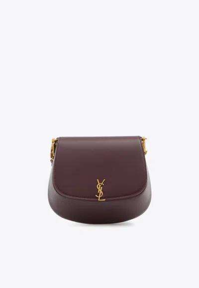 Saint Laurent Mini Voltaire Leather Shoulder Bag In Burgundy