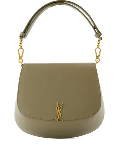 Saint Laurent Mini Voltaire Leather Shoulder Bag In Green