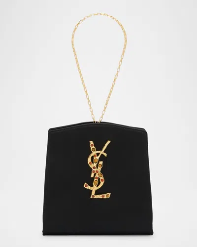 Saint Laurent Mini Ysl Evening Wristlet In Satin