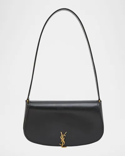 Saint Laurent Mini Ysl Flap Leather Shoulder Bag In Black