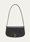 Saint Laurent Mini Ysl Flap Leather Shoulder Bag In Black