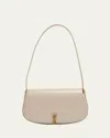 Saint Laurent Mini Ysl Flap Leather Shoulder Bag In Crema Soft