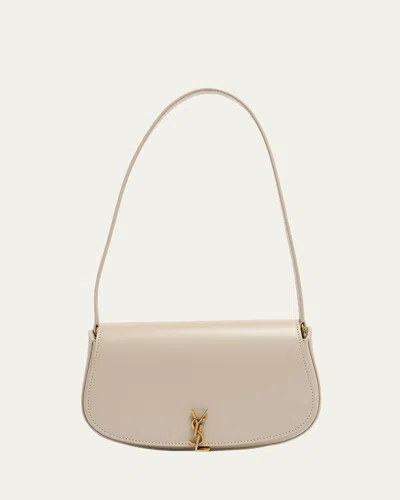 Saint Laurent Mini Ysl Flap Leather Shoulder Bag In Crema Soft