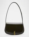 Saint Laurent Mini Ysl Flap Shoulder Bag In Patent Leather In Vineyard Green