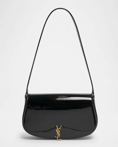 Saint Laurent Mini Ysl Shoulder Bag In Patent Leather In Black
