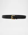 Saint Laurent Minimal Leather Belt In Black