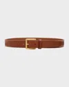 Saint Laurent Minimal Leather Belt In Brown