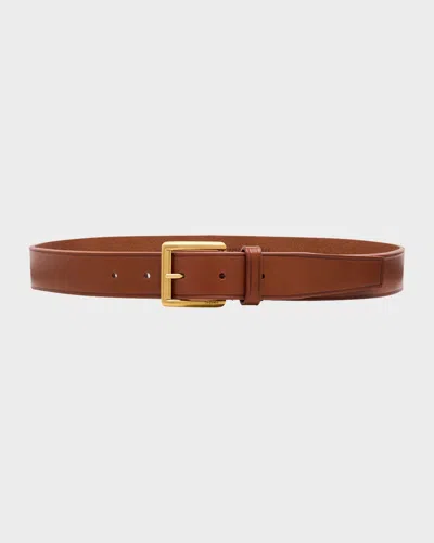 Saint Laurent Minimal Leather Belt In Gray