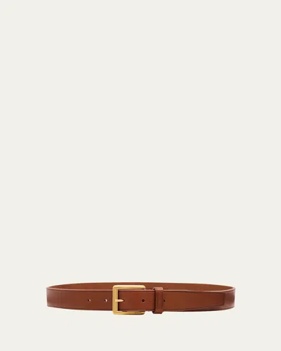 Saint Laurent Minimal Leather Belt In Gray