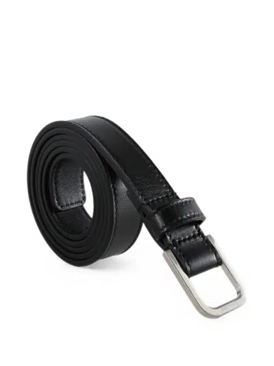 Saint Laurent Minimal Thin Belt In Smooth Leather In Black