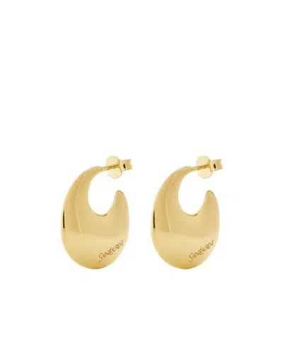 Saint Laurent Minimalist Circular Hoop Earrings In Gold