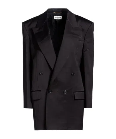 Saint Laurent Minimalist Double- Blazer In Black