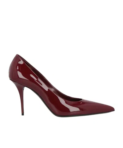 Saint Laurent Minimalist Patent Leather Pointed Toe High Heels In Red