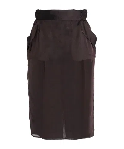 Saint Laurent Minimalist Plain Comfortable Pencil Skirt In Brown