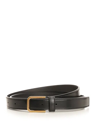 Saint Laurent Minimalist Smooth Leather Belt Belts Black