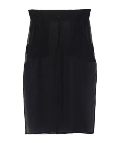 Saint Laurent Minimalist Solid Colour Midi Skirt In Black