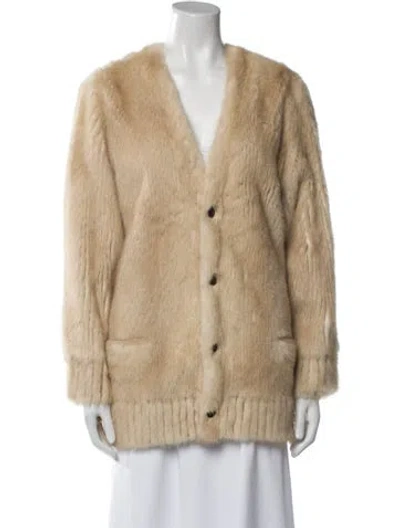 Pre-owned Saint Laurent Mink Fur Jacket In Neutral