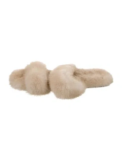 Pre-owned Saint Laurent Mink Slides In Neutral
