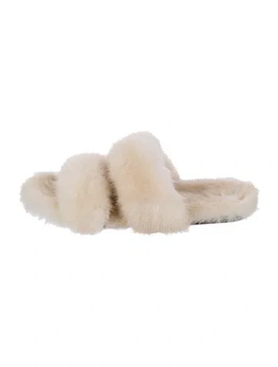 Pre-owned Saint Laurent Mink Slides In Neutral