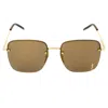 Saint Laurent Mirrored Brown Square Ladies Sunglasses Sl 312 M 006 58 In Gold
