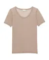 Saint Laurent Mélange-effect Sheer Cotton T-shirt In Nude